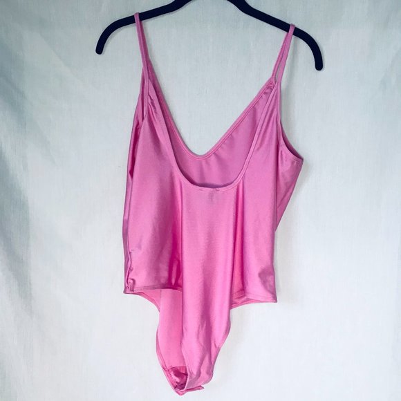 Revolve Bardot Super Pink Roller Plunge Neck & Open Back Bodysuit - Picture 3 of 11